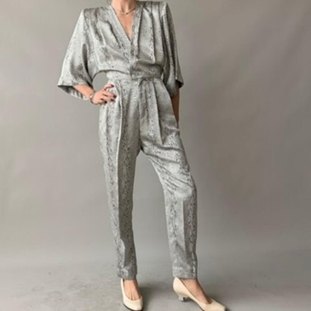 b.b. Collections by Barbara Barbara Silver Snakeskin Jumpsuit